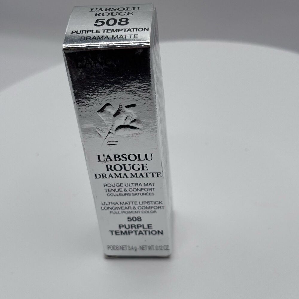 LANCOME ~ L'ABSOLU ROUGE DRAMA MATTE LIPCOLOR ~ # 508 PURPLE TEMPTATION ~ BOXED